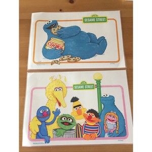 Vintage 2 Sesame Street Activity Placemat Laminated Double Sided